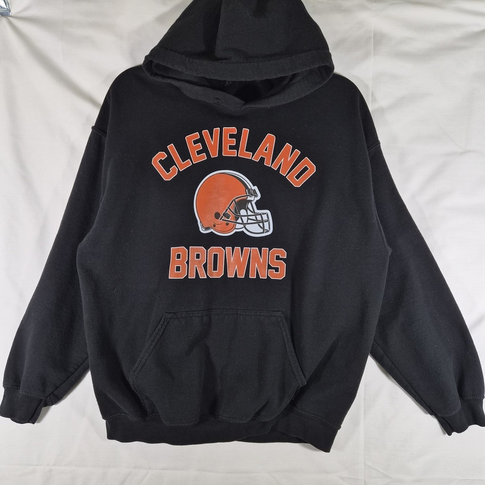 Cleveland Browns Hoodie Mens Medium Black NFL Football Pullover Sweatshirt...